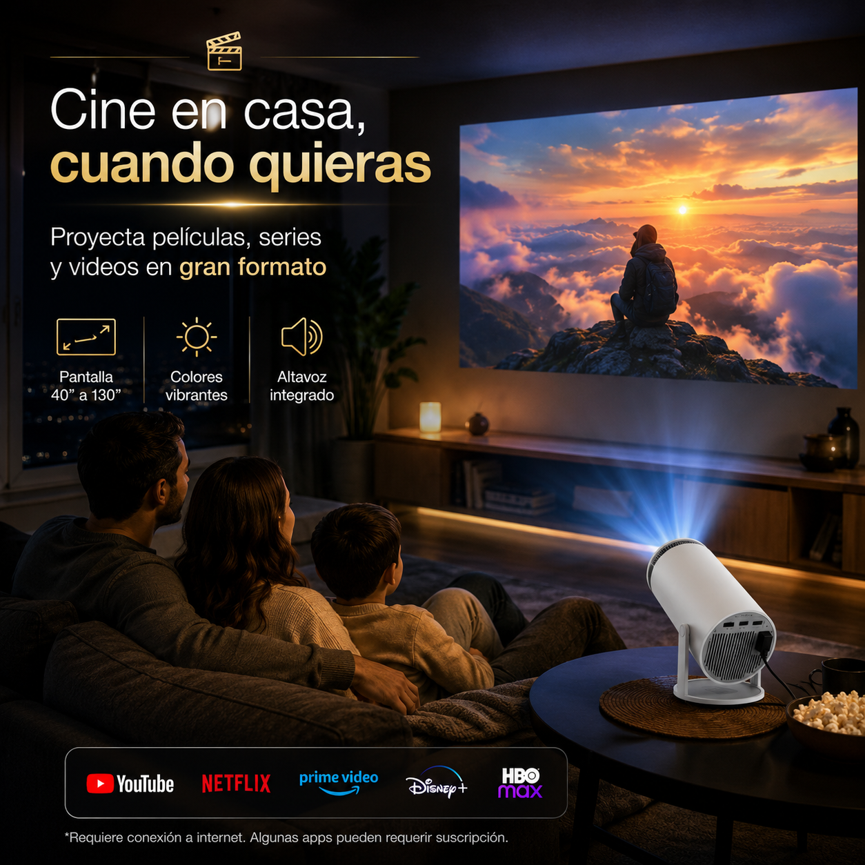 Mini Proyector Inteligente HY300 ¡Convierte Tu Casa en un Cine!